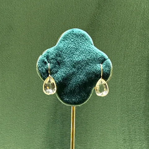Clear Teardrop Hook Earrings — Silver 92.5