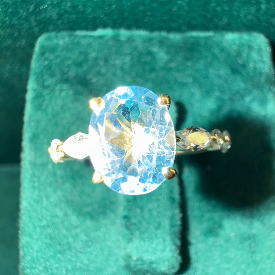 Sky Blue Oval Vintage-Style Ring — Silver 92.5