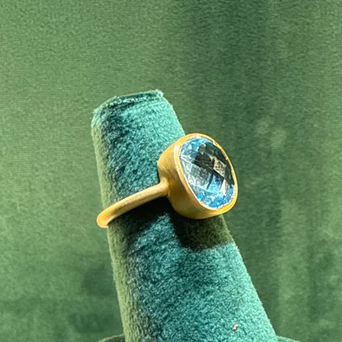 Sky Blue Cushion Cocktail Ring — Silver 92.5