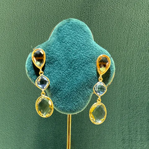 Three-Stone Pastel Drop Earrings — Silver 92.5